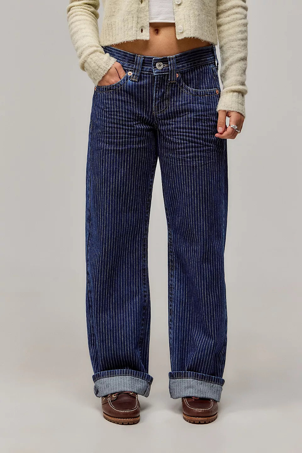 Elowen Pinstripe Jeans - Grey - UK 12 (L)