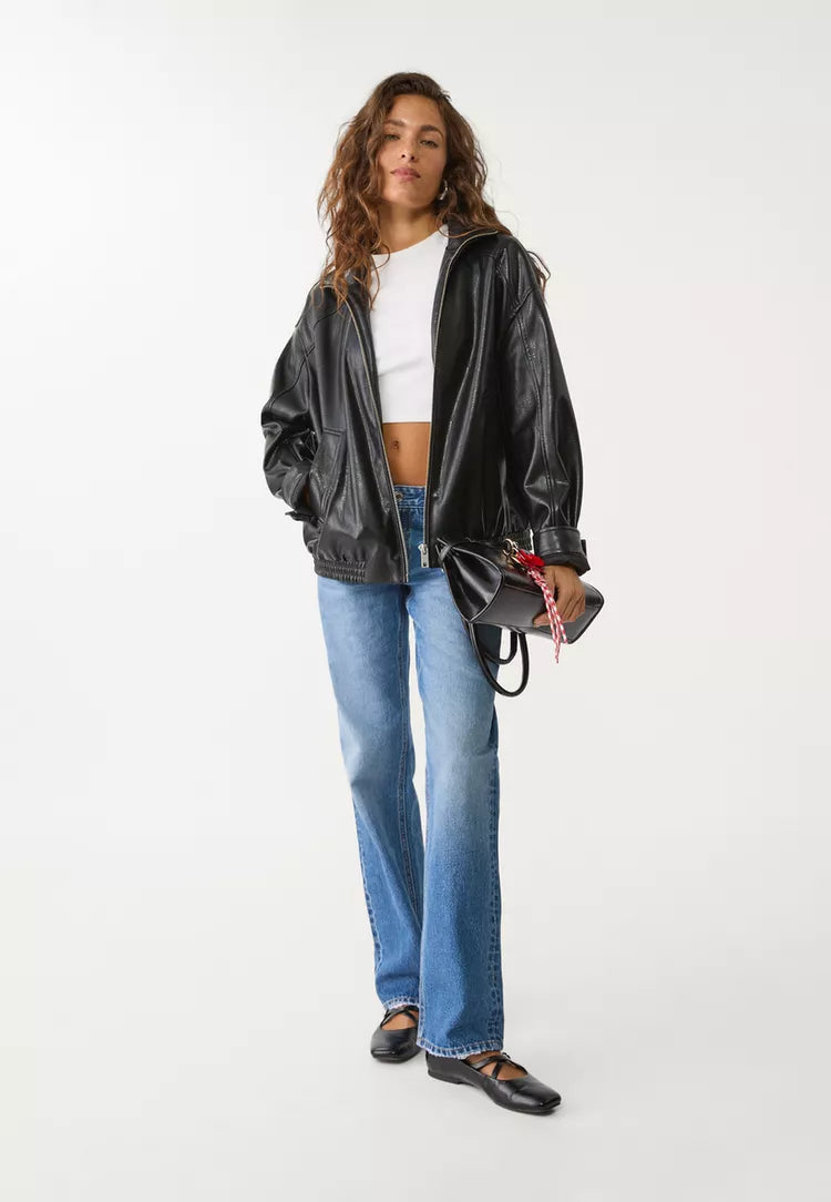 Maeva Leather Effect Jacket - Black - L