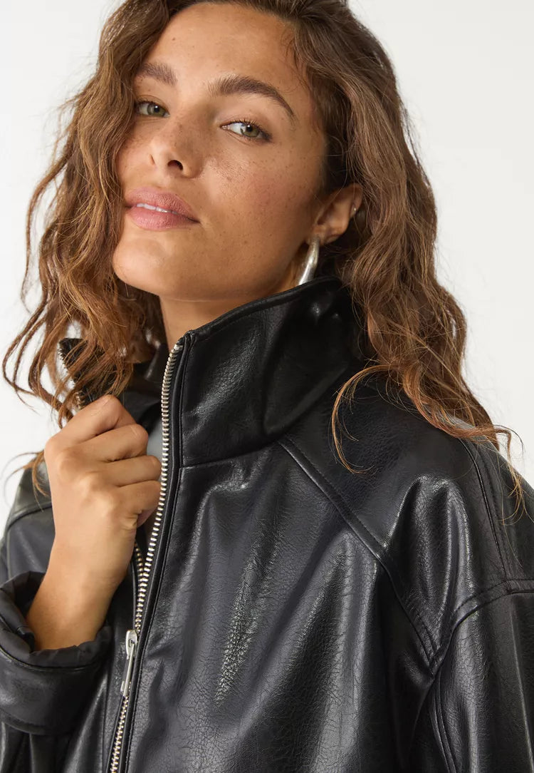 Maeva Leather Effect Jacket - Black - XL