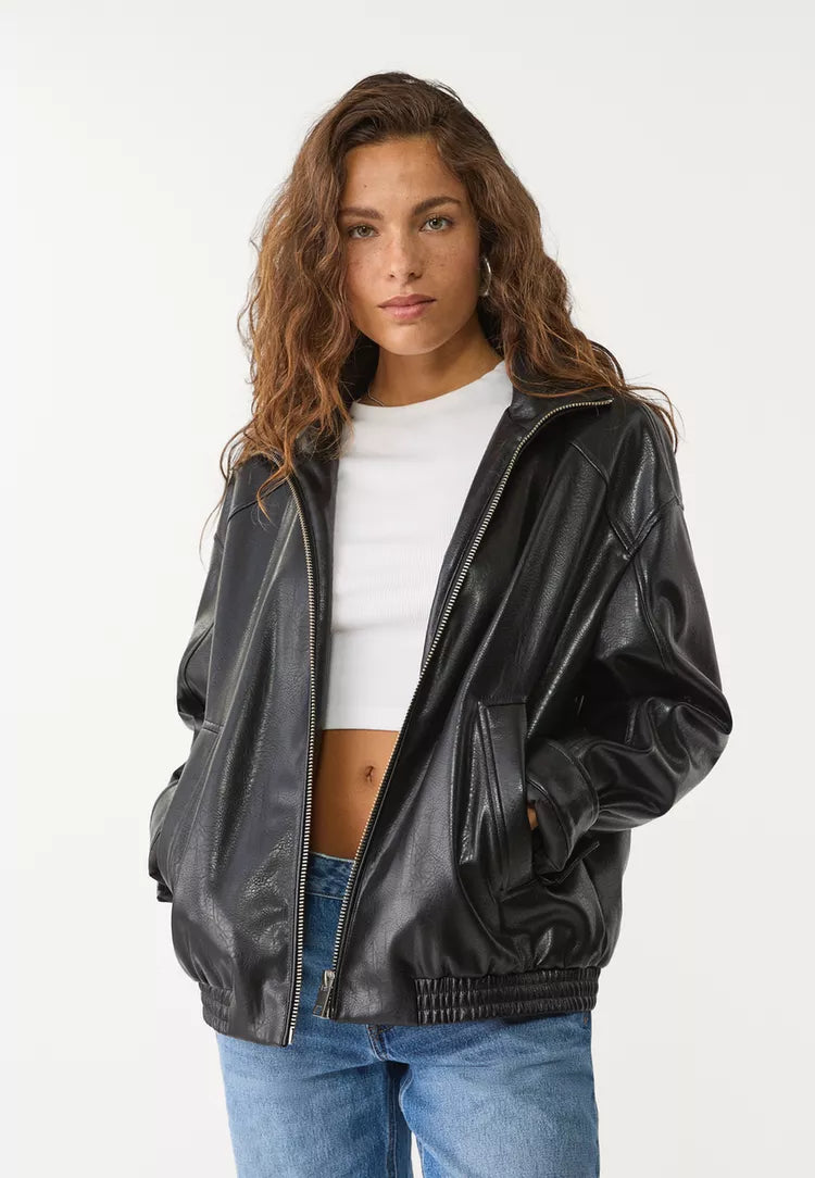 Maeva Leather Effect Jacket - Black - M