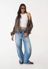Maeva Leather Effect Jacket - Brown - S