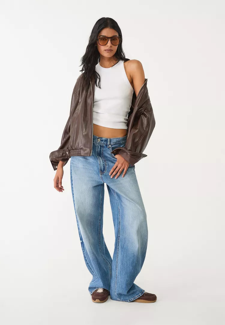 Maeva Leather Effect Jacket - Brown - S