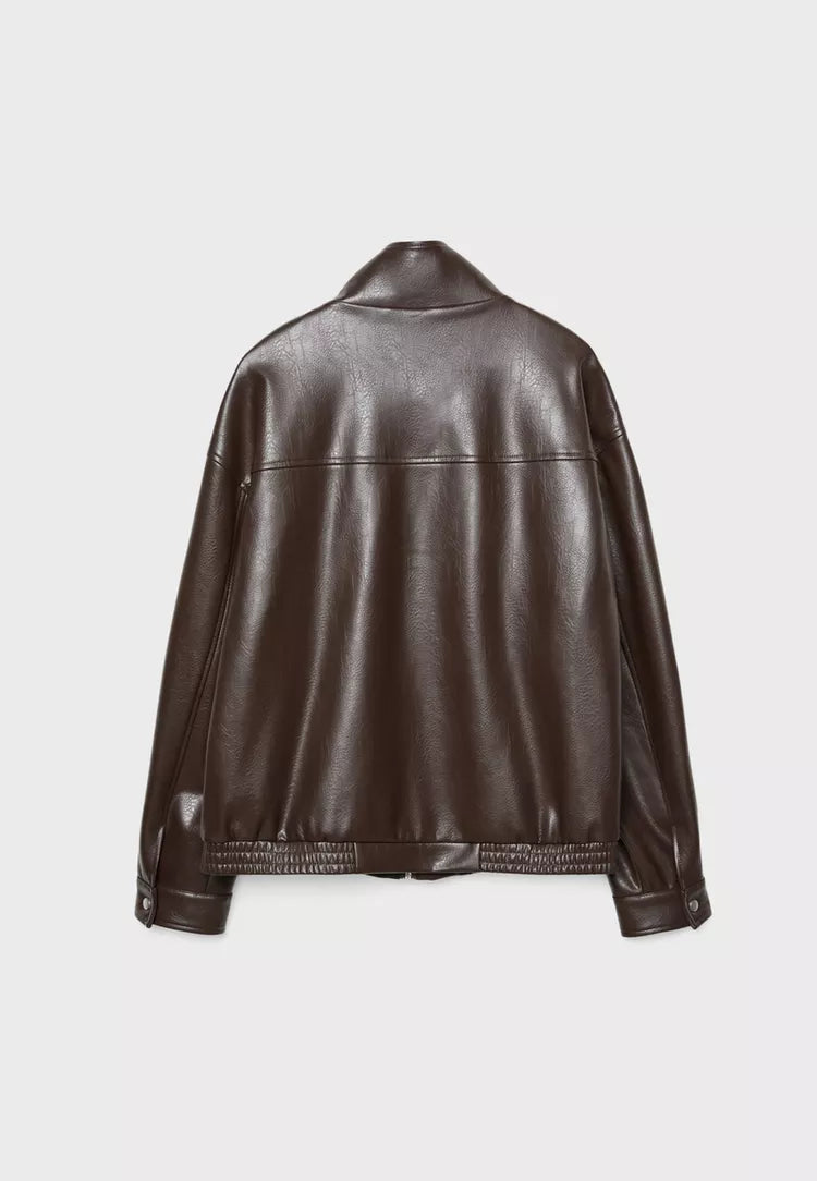Maeva Leather Effect Jacket - Black - XS