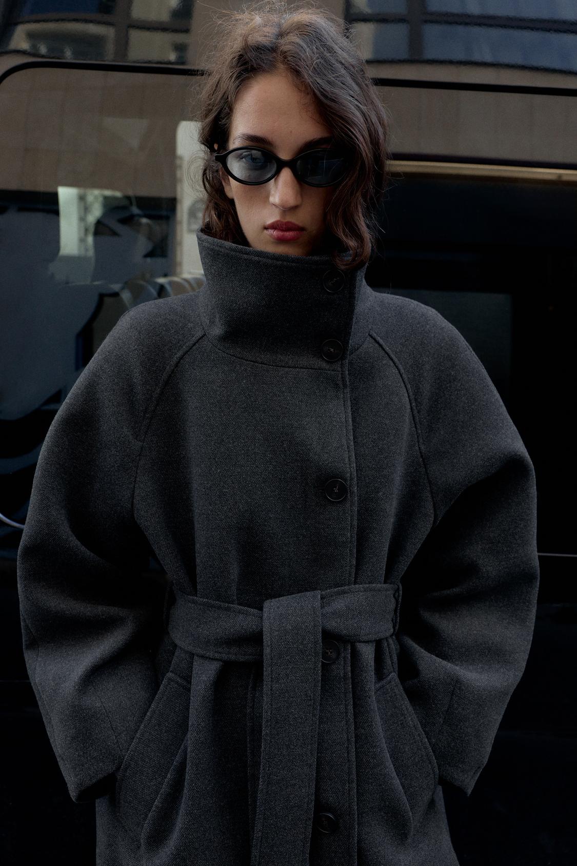 Adriana Wool Belt Coat - Grey - S