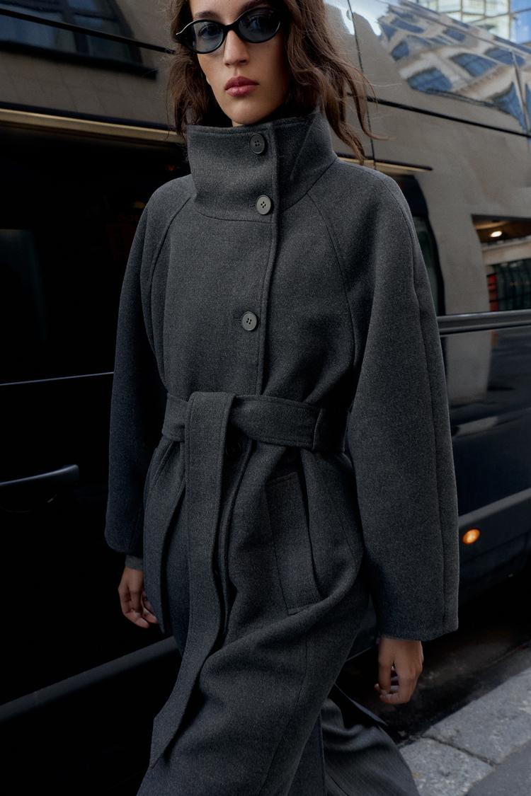 Adriana Wool Belt Coat - Grey - XL