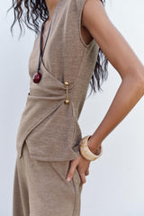 Selene Textured Co-ord set - Beige - XL