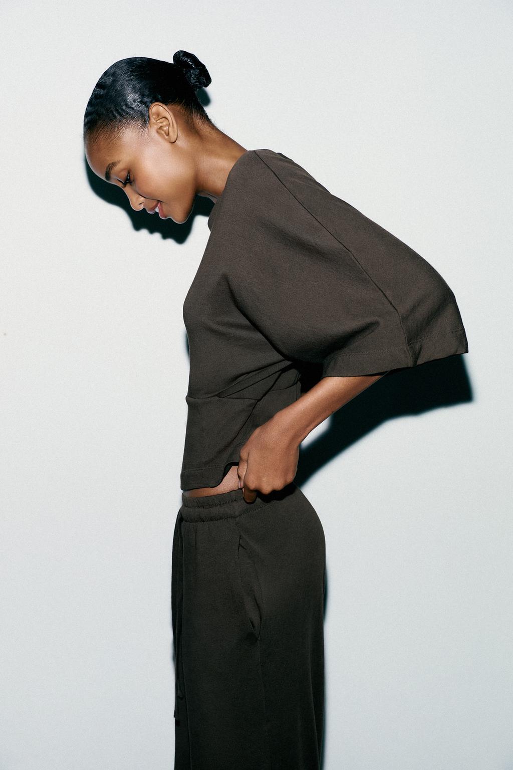 Estelle Crop T-Shirt - Brown - M