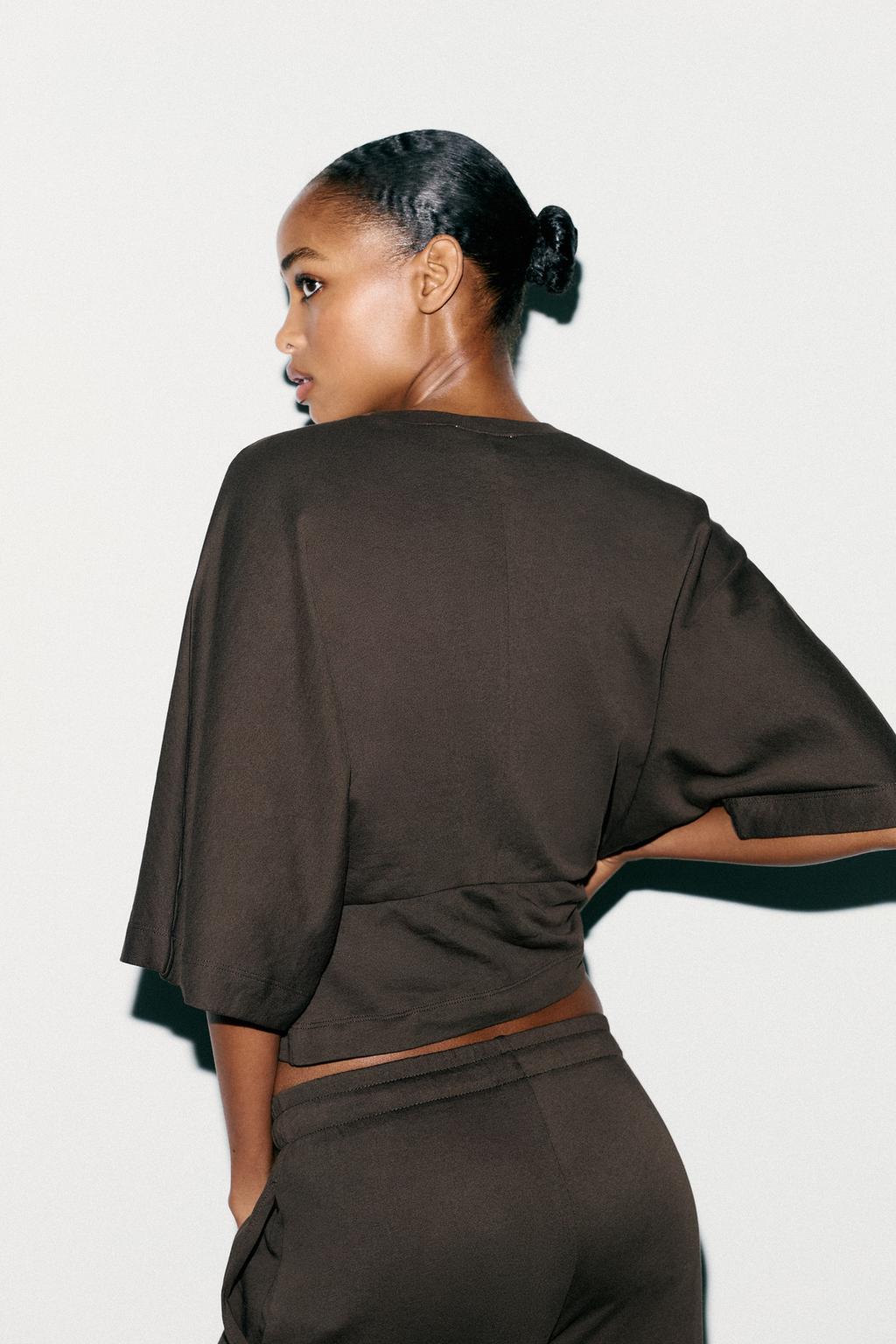 Estelle Crop T-Shirt - Brown - S