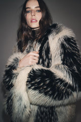 Emilia Faux Fur Coat - White/Black - S