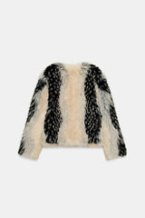 Emilia Faux Fur Coat - White/Black - XL