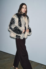 Emilia Faux Fur Coat - White/Black - XS