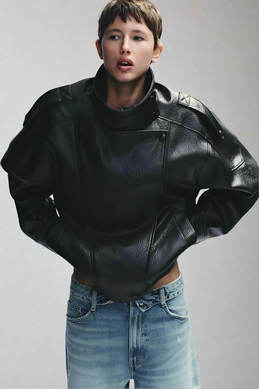 Nora Leather Jacket - Black - XS