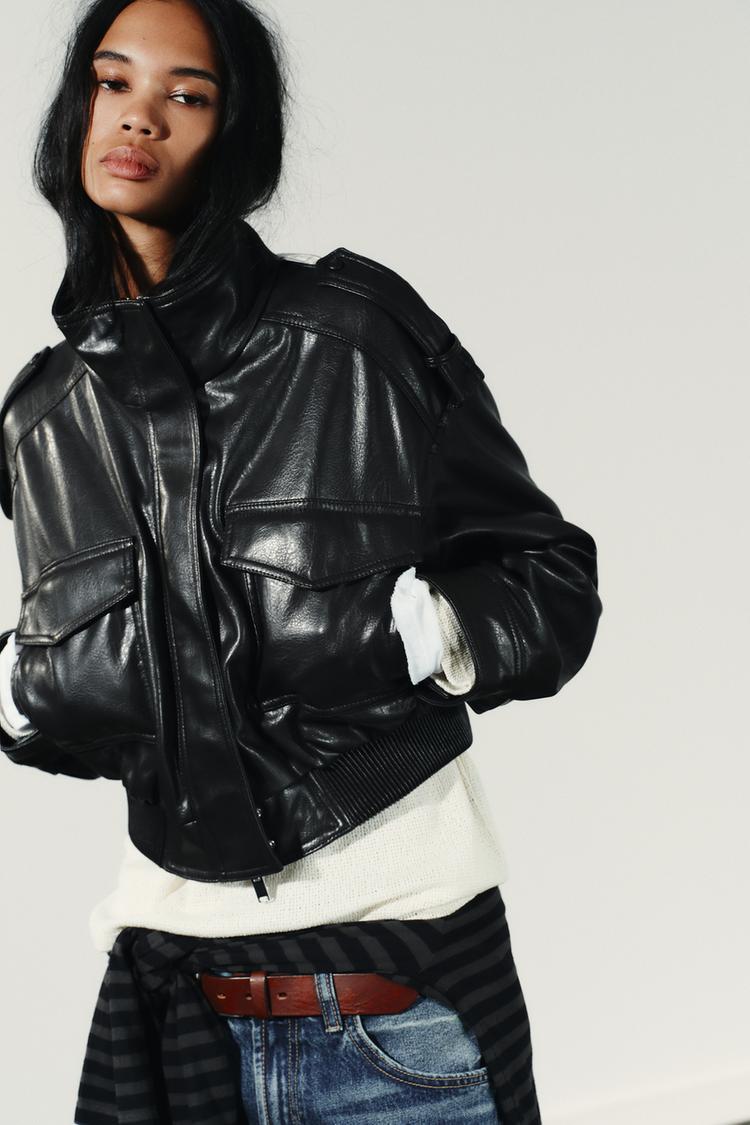 Ariel Leather Jacket - Black - S