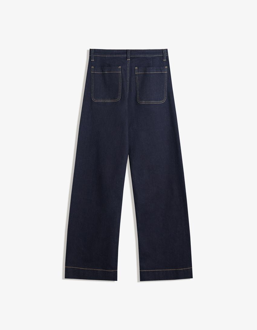 Kaia Wide Pocket Jeans - Navy Blue - UK 14 (XL)