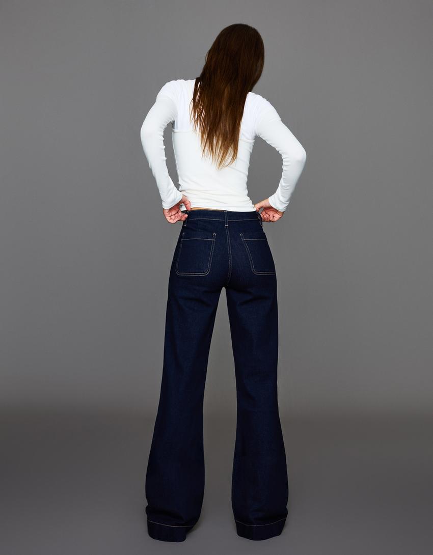 Kaia Wide Pocket Jeans - Navy Blue - UK 8 (S)