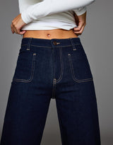 Kaia Wide Pocket Jeans - Navy Blue - UK 10 (M)