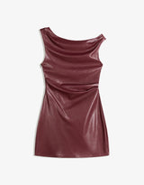 Sofia Leather Mini Dress - Bordeaux - L