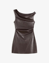 Sofia Leather Mini Dress - Brown - L