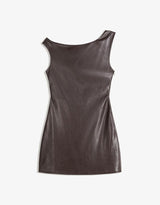Sofia Leather Mini Dress - Brown - XL