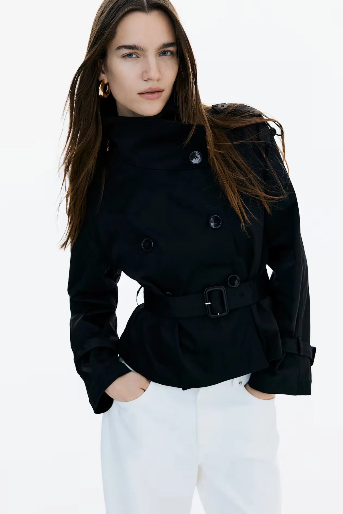 Amara Short Trench - Black - XS