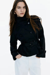 Amara Short Trench - Black - XS