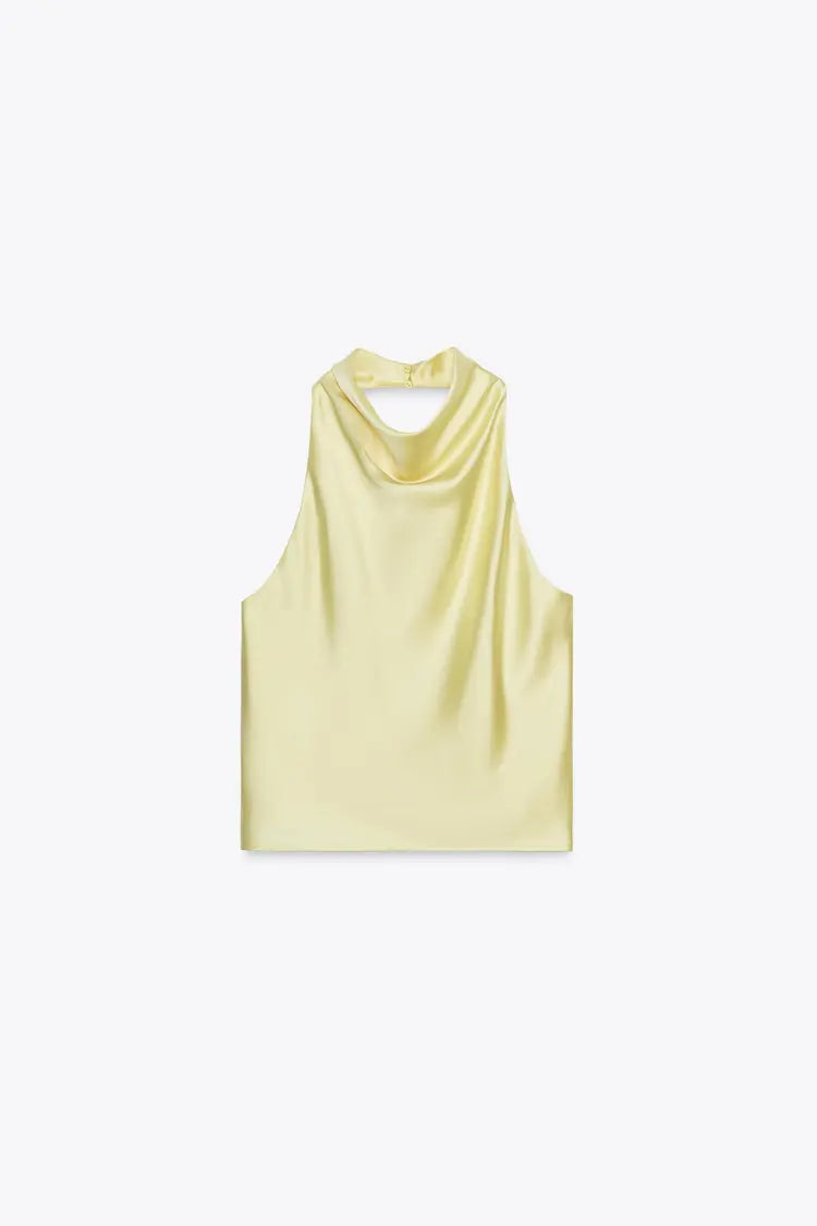 Noor Satin Neck Top - Bronze - L