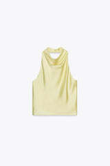 Noor Satin Neck Top - Bronze - L