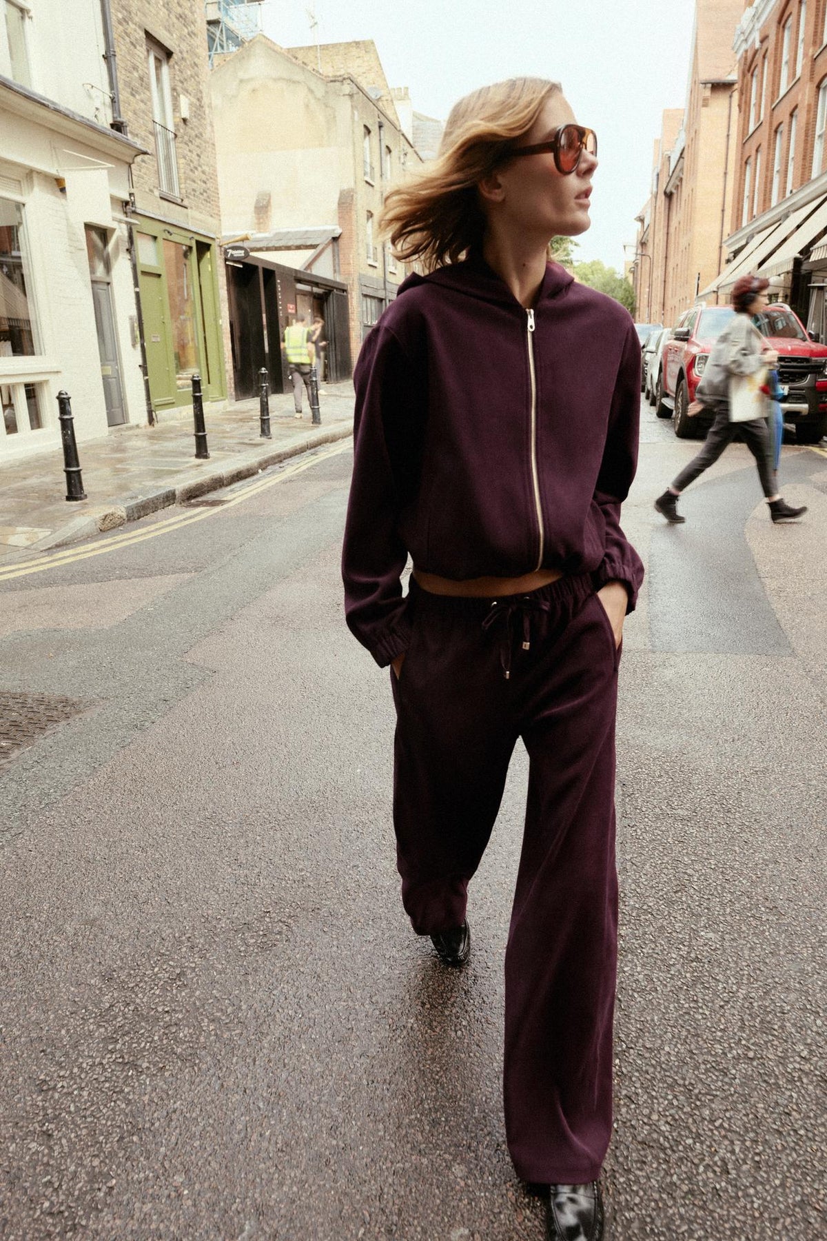 Aria Zipped Tracksuit Set - Burgundy - XS