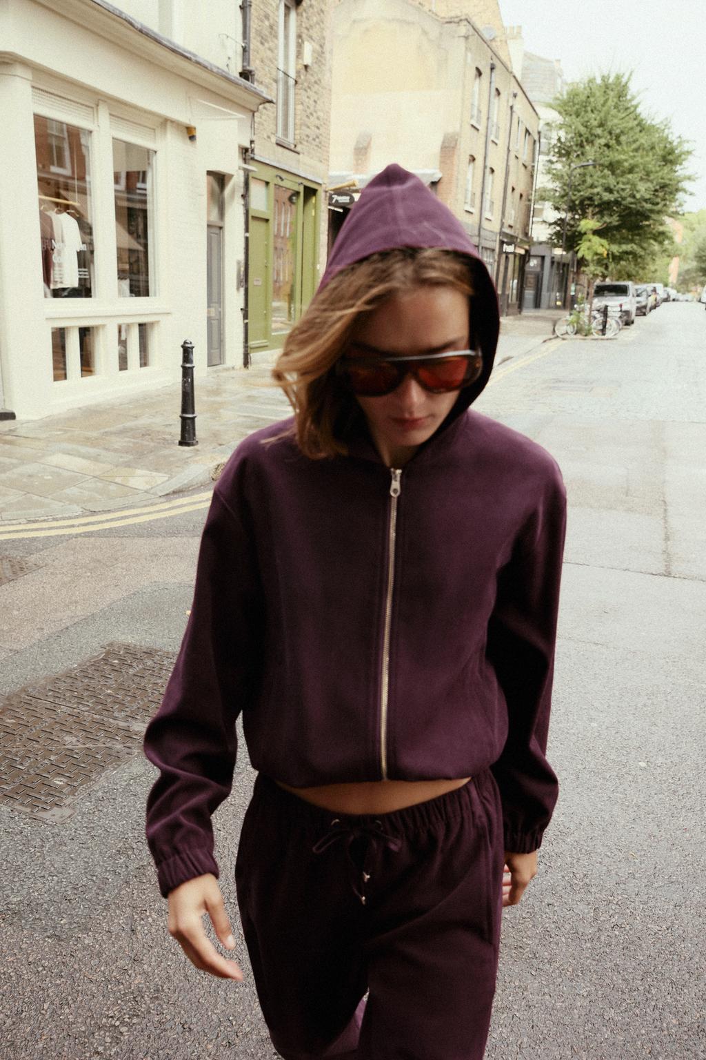 Aria Zipped Tracksuit Set - Burgundy - L