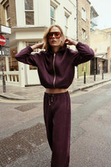 Aria Zipped Tracksuit Set - Burgundy - XL