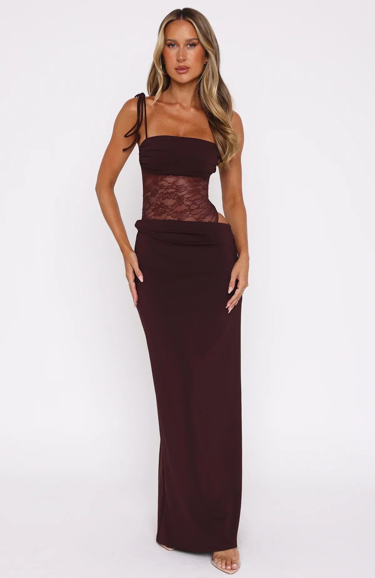 Sienna Lace Maxi Dress - Black - L