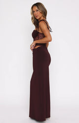 Sienna Lace Maxi Dress - Burgundy - XS