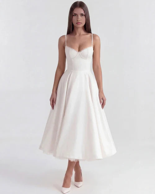 Selene | Midi Dress - White - XL