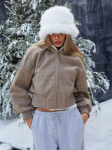 Aria Cropped Wool Jacket - Brown - XS