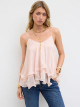 Arabella Ruffle mesh top - Pink - XS