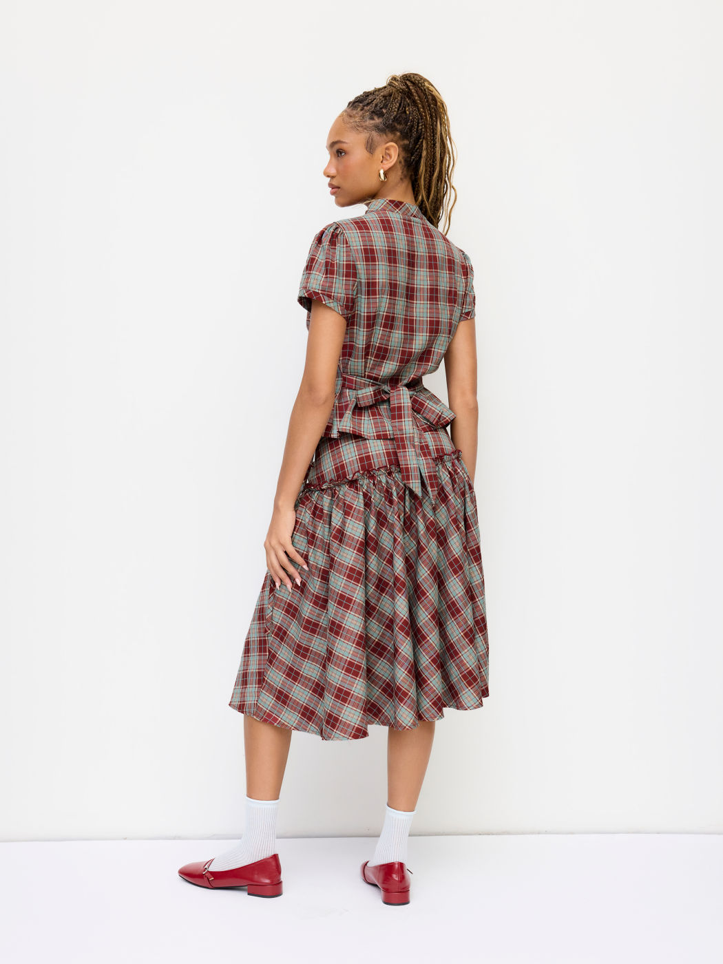Jessie Plaid Blouse - Wine Red - L