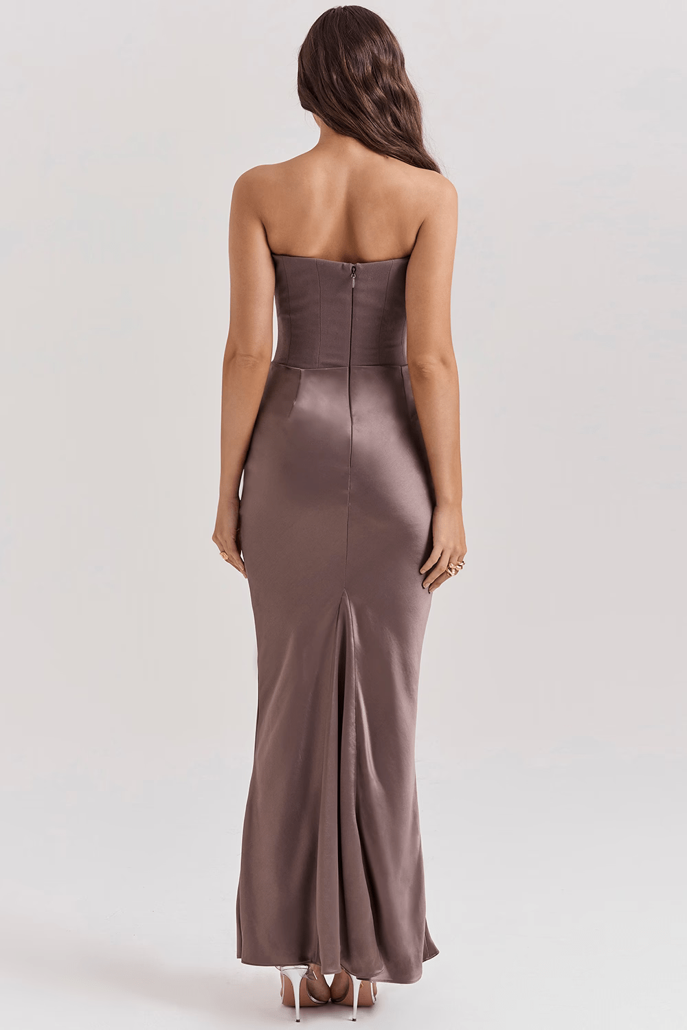 Bella | Elegant Strapless Dress - Brown - UK 10