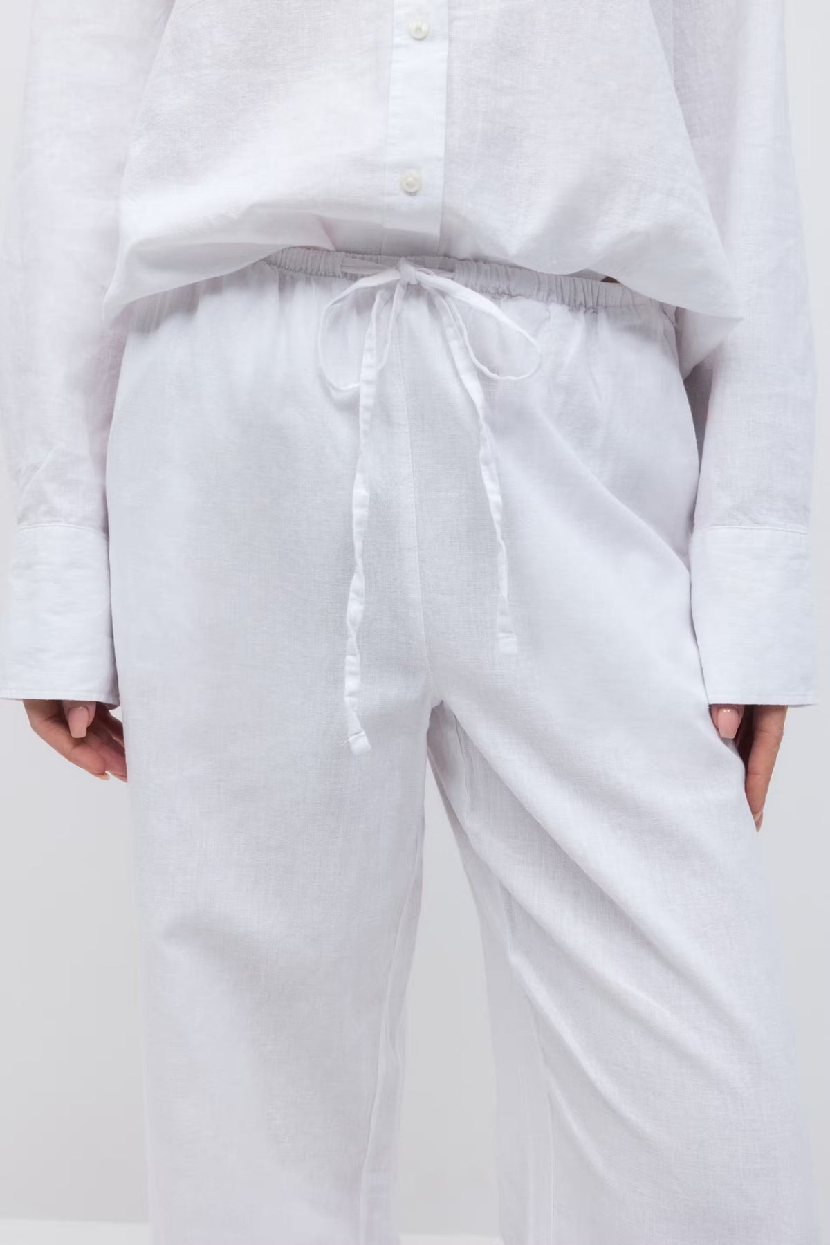 Amaya Linen Blend Trousers - White - UK 8 (S)