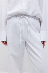 Amaya Linen Blend Trousers - White - UK 8 (S)