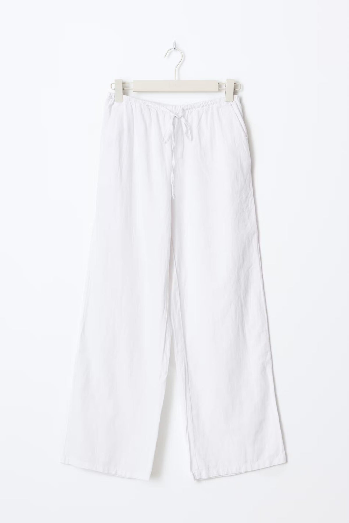 Amaya Linen Blend Trousers - White - UK 10 (M)