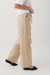 Amaya Linen Blend Trousers - Beige - UK 8 (S)