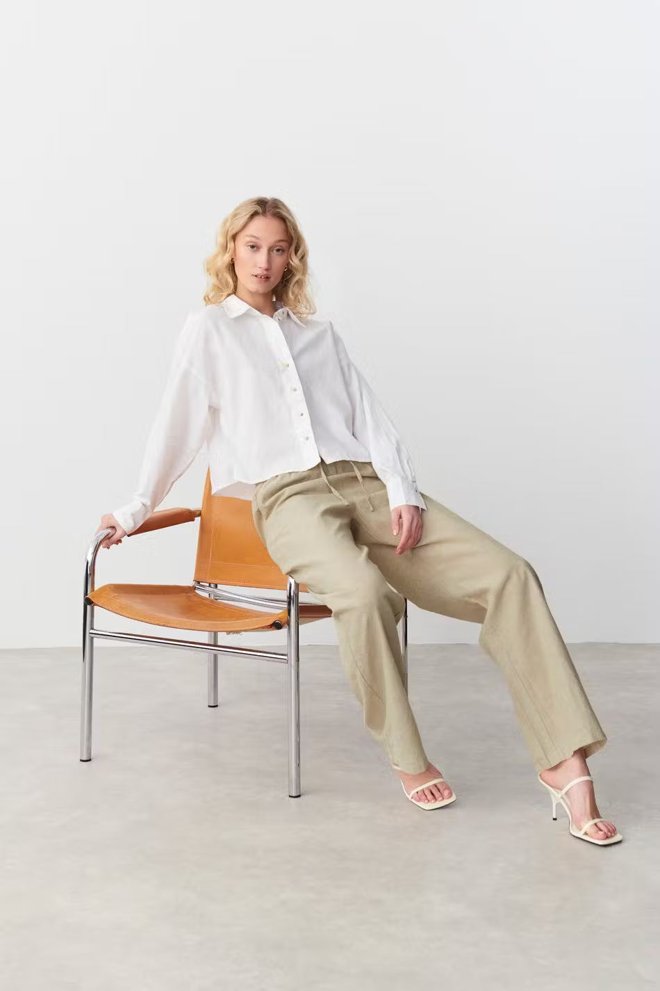 Amaya Linen Blend Trousers - Beige - UK 10 (M)
