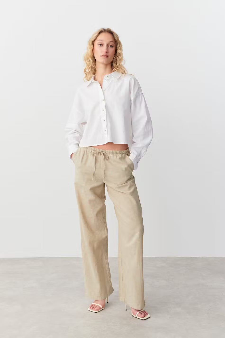 Amaya Linen Blend Trousers - Beige - UK 6 (XS)