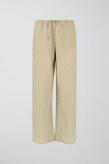 Amaya Linen Blend Trousers - Beige - UK 12 (L)