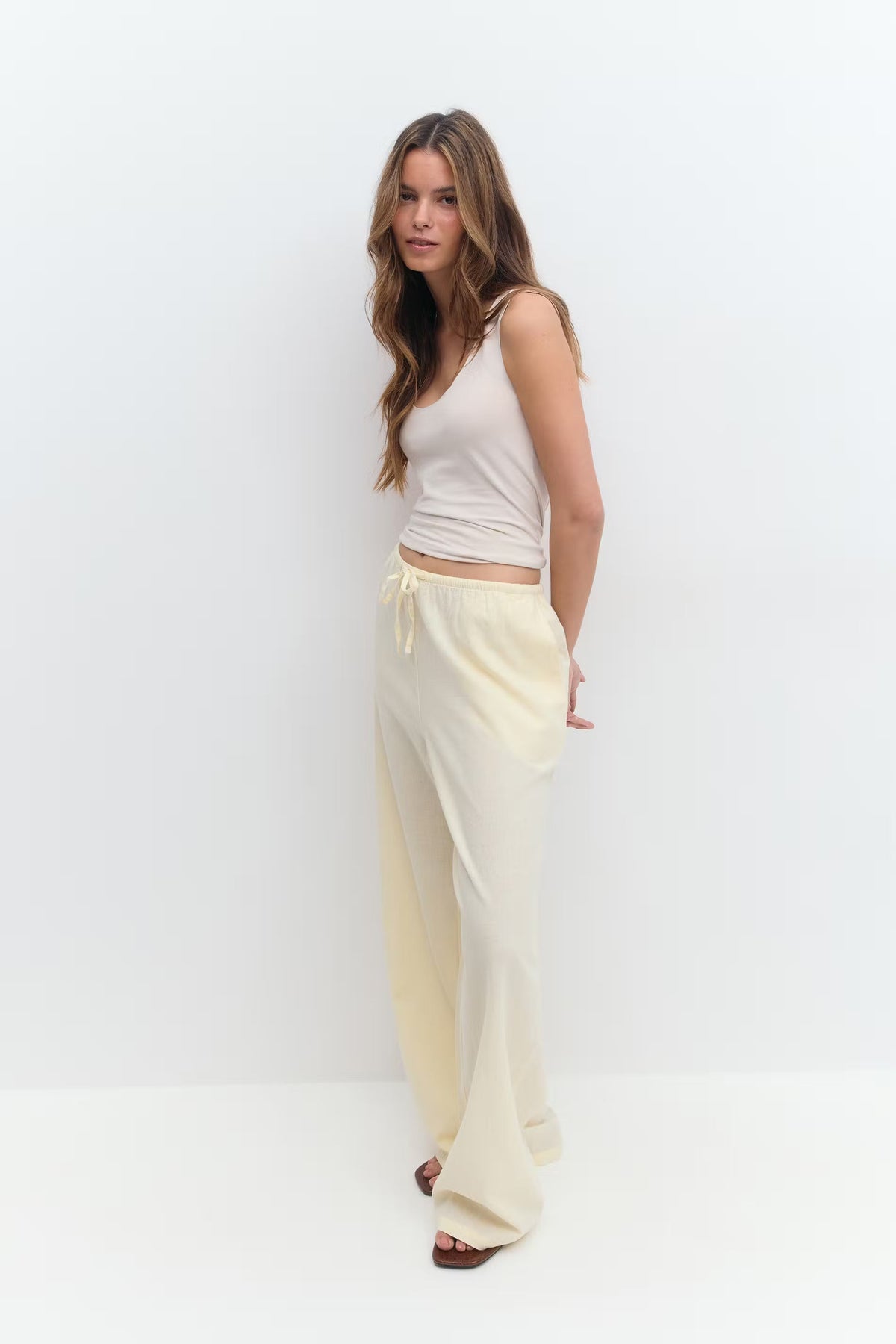 Amaya Linen Blend Trousers - Lemon - UK 6 (XS)