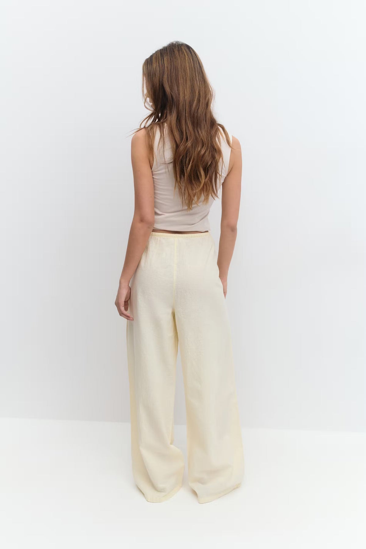 Amaya Linen Blend Trousers - Lemon - UK 8 (S)