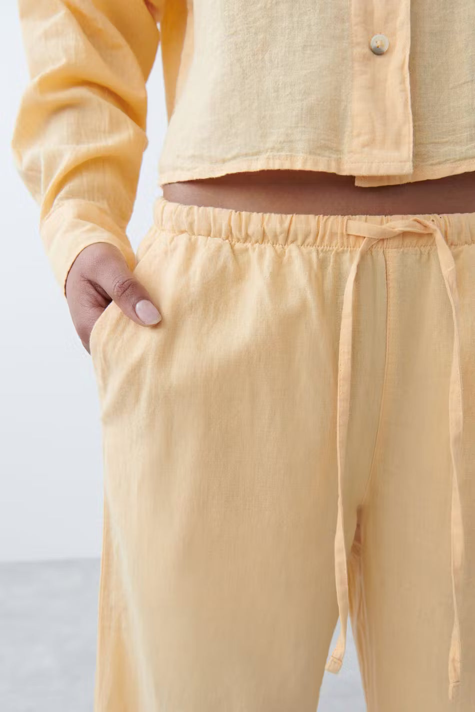 Amaya Linen Blend Trousers - Lemon - UK 14 (XL)