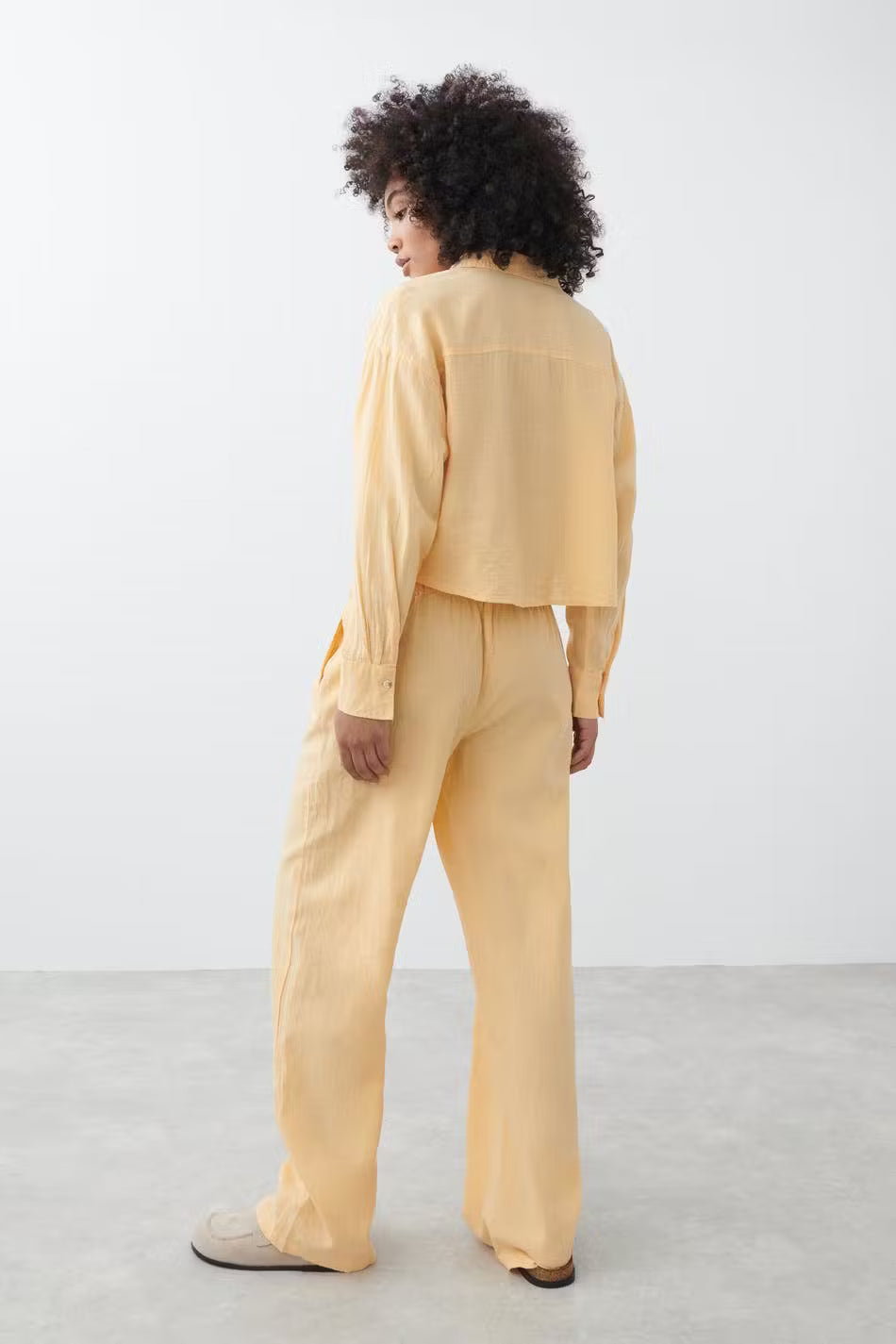 Amaya Linen Blend Trousers - Lemon - UK 12 (L)