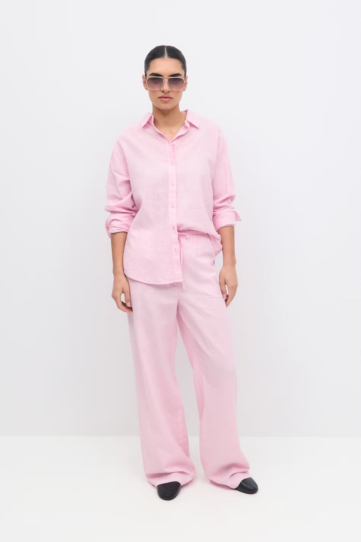 Amaya Linen Blend Trousers - Pink - UK 6 (XS)