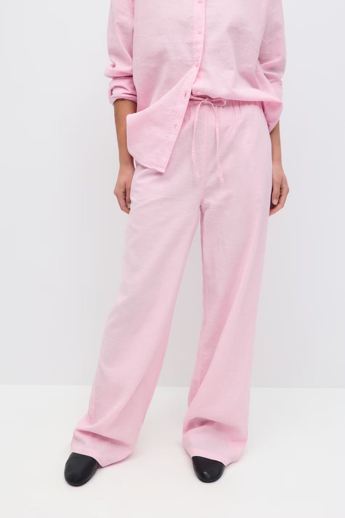 Amaya Linen Blend Trousers - Pink - UK 10 (M)